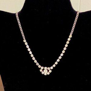 Vintage Women's Silver Rhinestone Necklace 15" Long SKU 104
